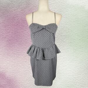 Ixia Grey Polka Dot Peplum Dress M